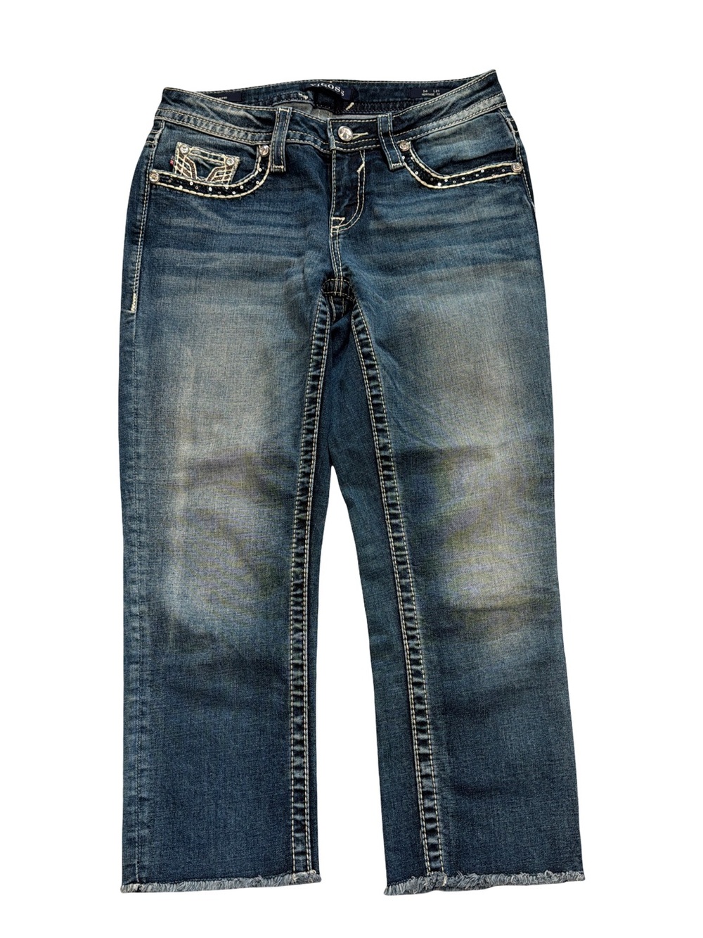 Vigoss Y2K Embellished Embroidered Cropped Capri Jeans Size